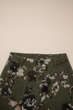 Vintage Style Floral Print High Waist Wide Leg Jeans