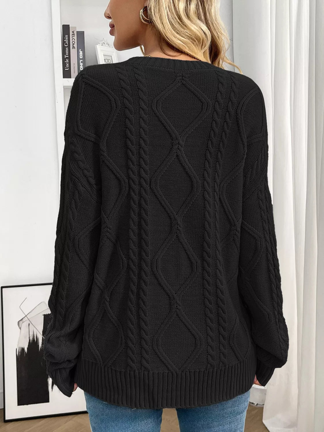 Cable Knit Round Neck Sweater