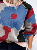 Floral Pattern Round Neck Sweater