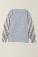 Colorblock Striped Bishop Sleeve Top