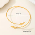 18K Gold-Plated Leaf Open Cuff Bracelet