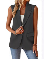 Full Size One Button Lapel Collar Vest Coat Plus Size