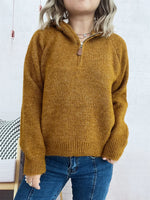 Quarter Zip Ribbed Hem Sweater