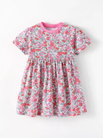 Children's Floral Print Short Sleeve A-Line Dress