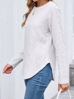 Diamond Pattern Knit Long Sleeve T-Shirt