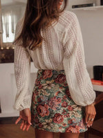 Lace Notched Long Sleeve Shirt
