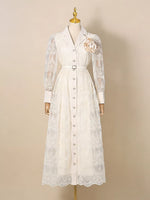 Lace Button Front Midi Dress