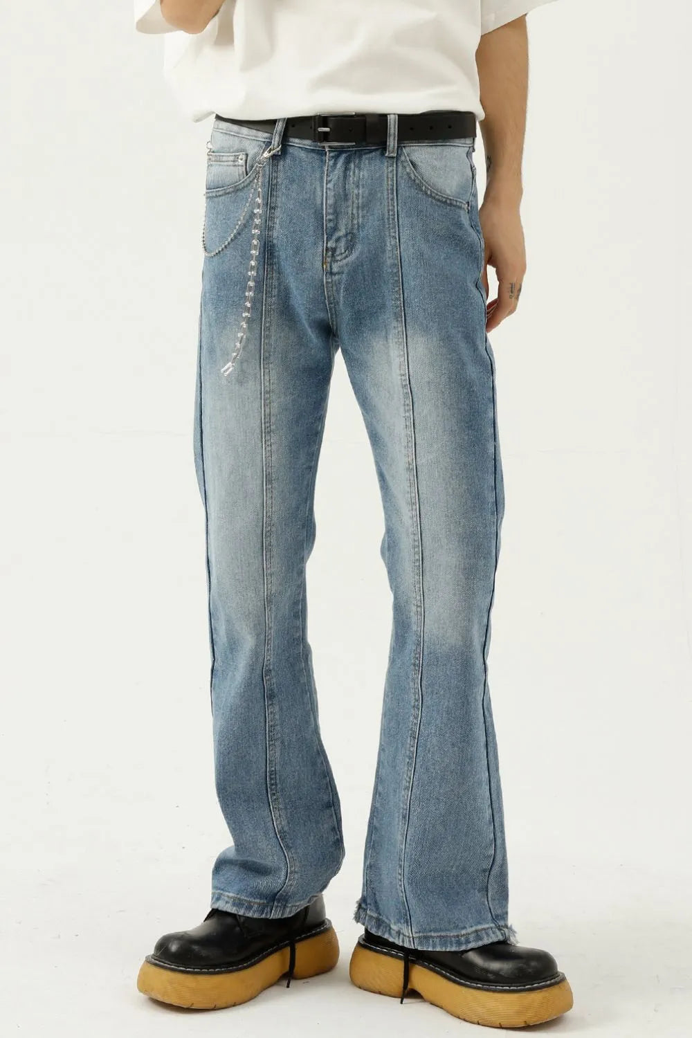 Raw Hem Jeans with Pockets