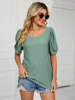 Ruched Notched Long Sleeve T-Shirt