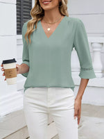 V-Neck 3/4 Sleeve Blouse
