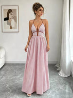 Striped Halter Neck Maxi Dress