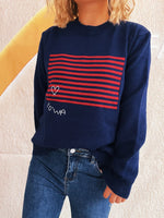 Striped Round Neck Long Sleeve Sweater