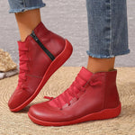 Lace-Up Faux Leather Ankle Boots