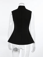 Stand Collar Button-Down Vest Coat