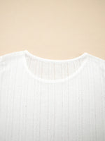 Scalloped Lace Trim Jacquard Textured T Shirt
