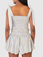 Smocked Tie Shoulder Cami and Shorts Set