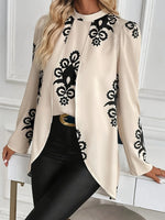 Printed Long Sleeve Oversize Blouse