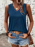 Breathable V-Neck Ribbed-Band Tank Top