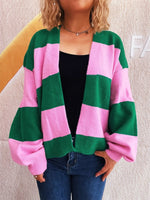 Color Block Open Front Cardigan
