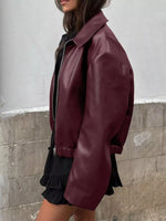 Faux Leather Zip Up Jacket