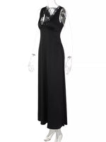 Lace Trim V-Neck Sleeveless Maxi Dress