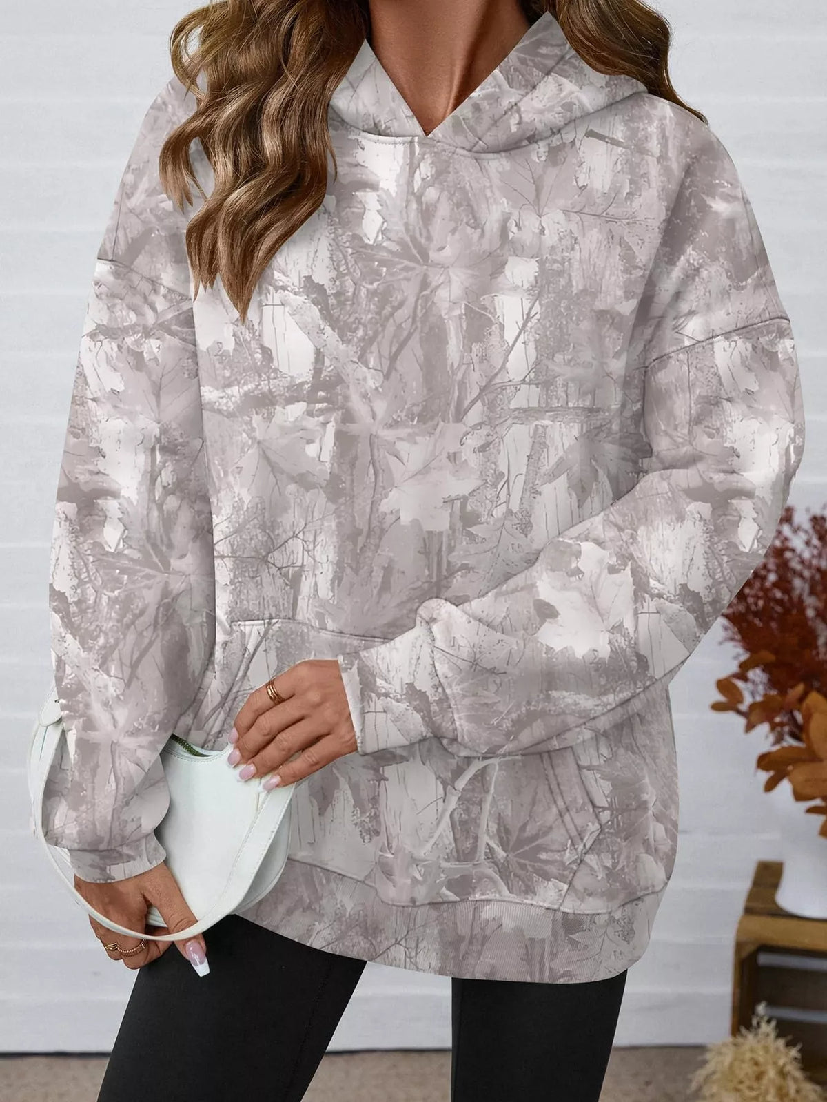Printed Kangaroo Pocket Oversized Hoodie