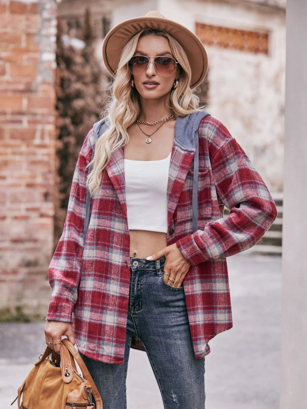 Oversized Plaid Button Up Shacket