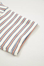 Stripe Drop Shoulder Cuffed Sleeve Loose Tunic T Shirt Mini Dress