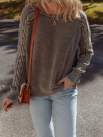 Contrast Cable Knit Sleeve Casual Sweater