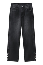 Side Slit Baggy Jeans with Pockets