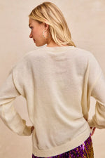BiBi Mardi Gras Sequin Lattering Knit Top
