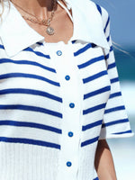 Striped Button-Down Knit Mini Dress