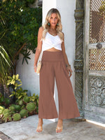 Wide-Leg Smocked Waist Pants