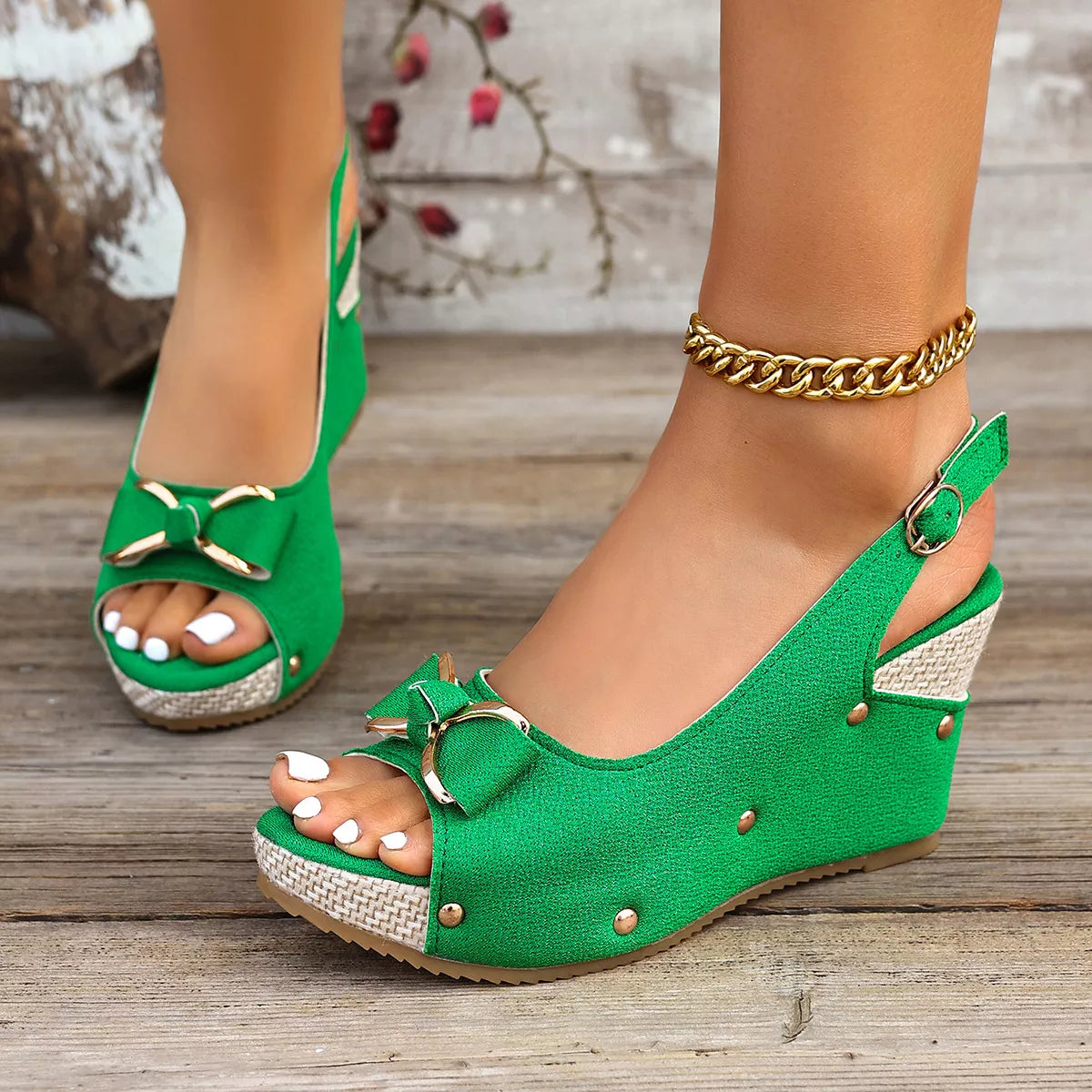 Peep Toe Wedge Sandals