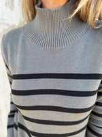 Full Size Striped Turtleneck Long Sleeve Sweater Plus Size