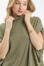 Umgee Textured Mock Neck Relaxed Top