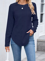 Diamond Pattern Knit Long Sleeve T-Shirt