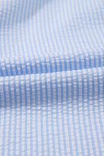 Striped Ruffle Short Bubble Sleeve Shirt