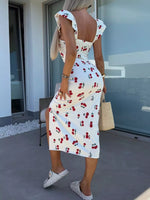 Slit Sweetheart Neck Midi Dress