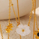 18K Gold-Plated Stainless Steel Flower Pendant Necklace