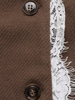 Lace Trim Button Up Blazer