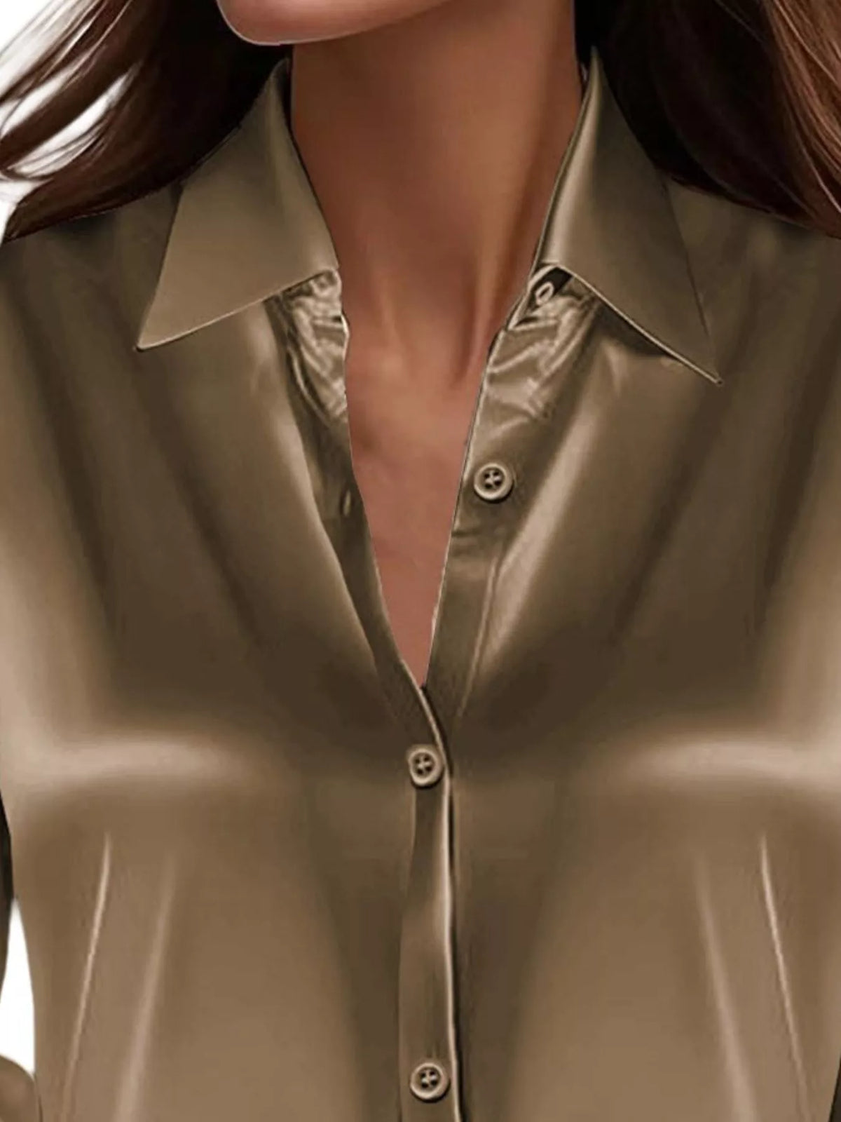 Full Size Button Down Collared Neck Long Sleeve Shirt Plus Size