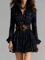 Button Front Long Sleeve Shirt Dress