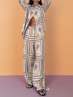 Cactus Print Button Up Shirt and Pants Set