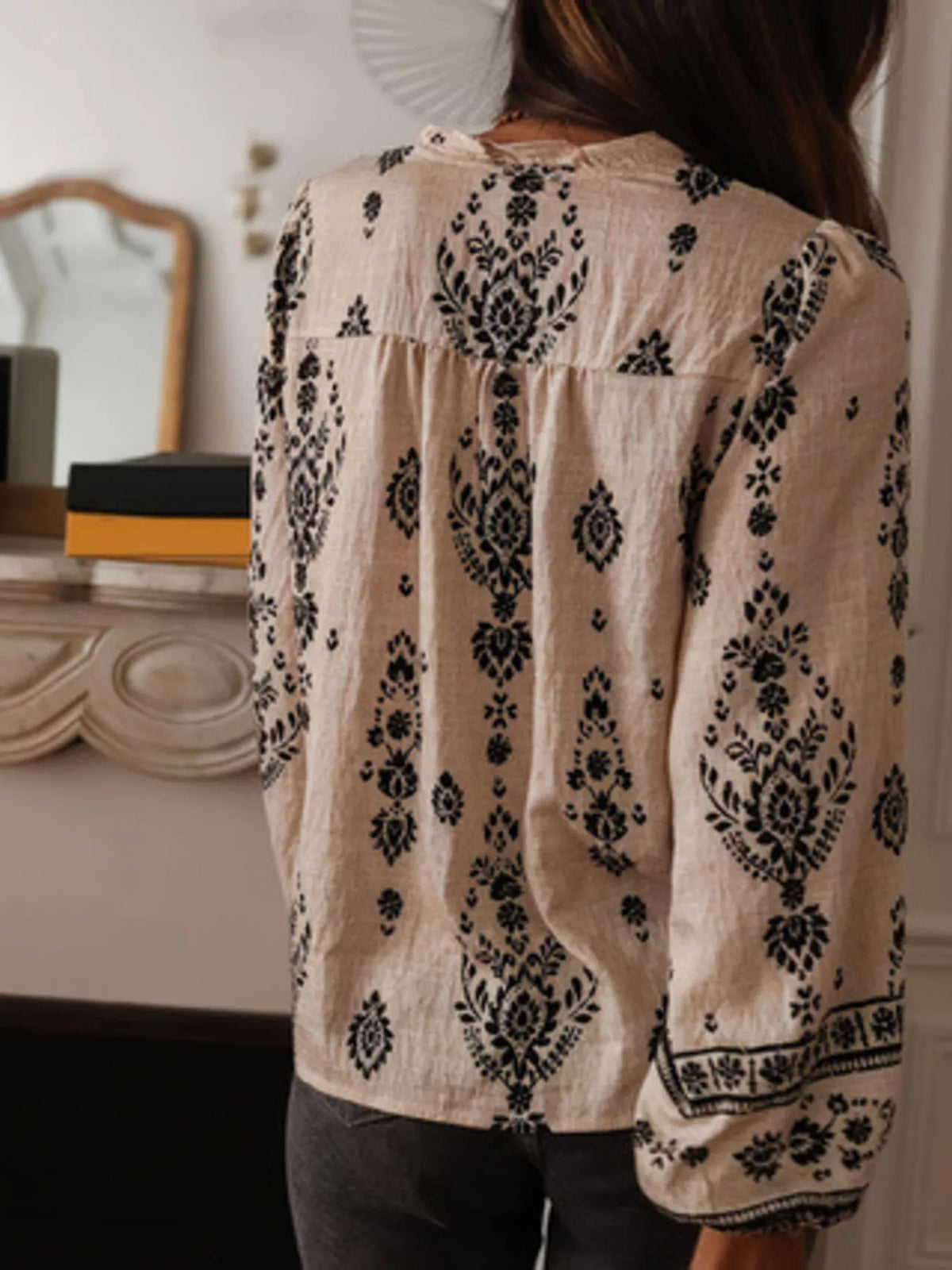 Printed Long Sleeve Blouse
