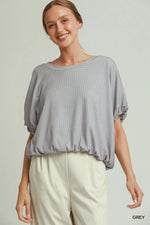 Umgee Mini Texture Checkered Bubble Hem Top