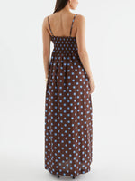 Polka Dot Pleated Detail Maxi Dress
