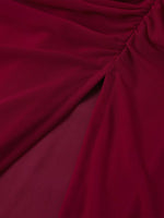 Halter Neck Ruched Slit Maxi Dress