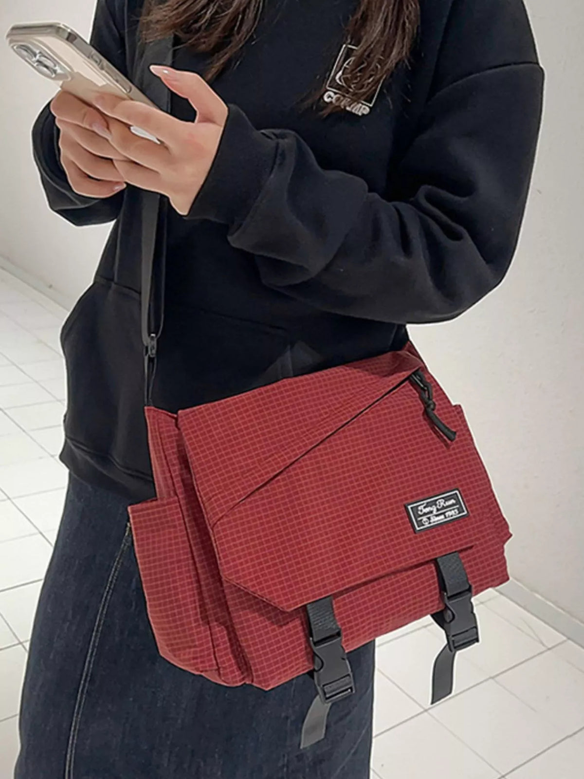 Plaid Buckle Flap Crossbody Bag