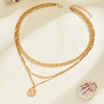 18K Gold-Plated Three Layered Pendant Necklace
